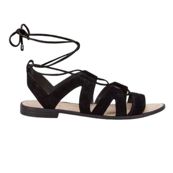 Rebecca Minkoff Women's Gladiator Lace Up Sandals 7 Black Suede Greyson Ghillie - Picture 2 of 16